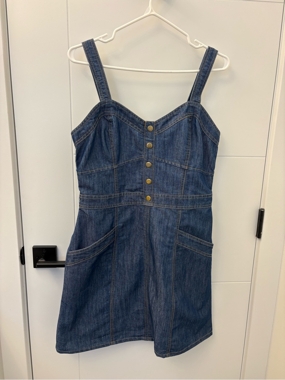 Women’s Denim Mini Dress with Button-Front Detail - Blue